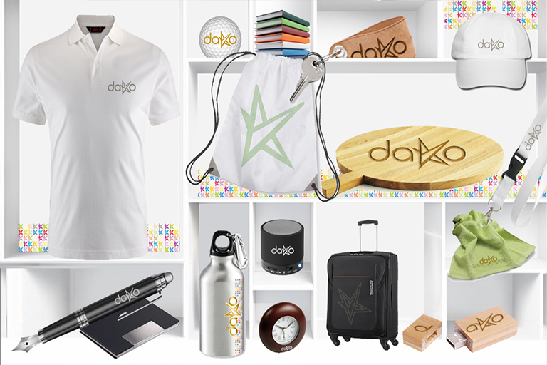 dako offre personalizzazioni di gadgets abbigliamento e regalistica